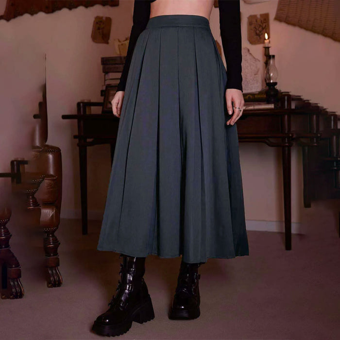 Solid Pleated Plain Skirt