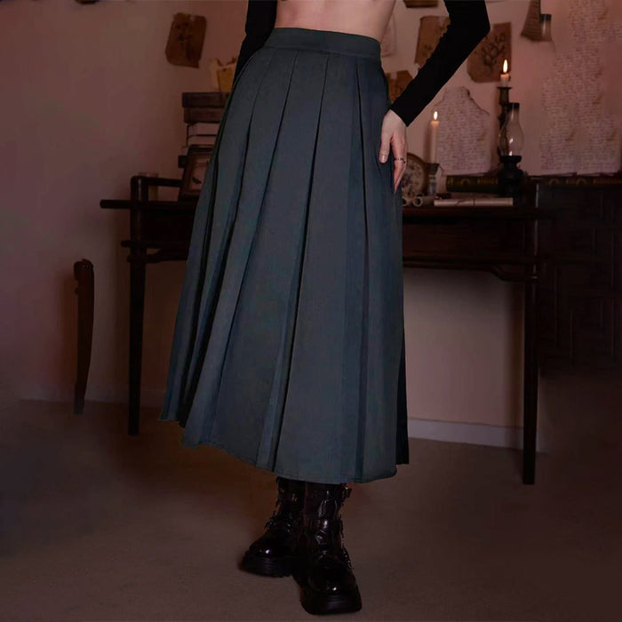 Solid Pleated Plain Skirt