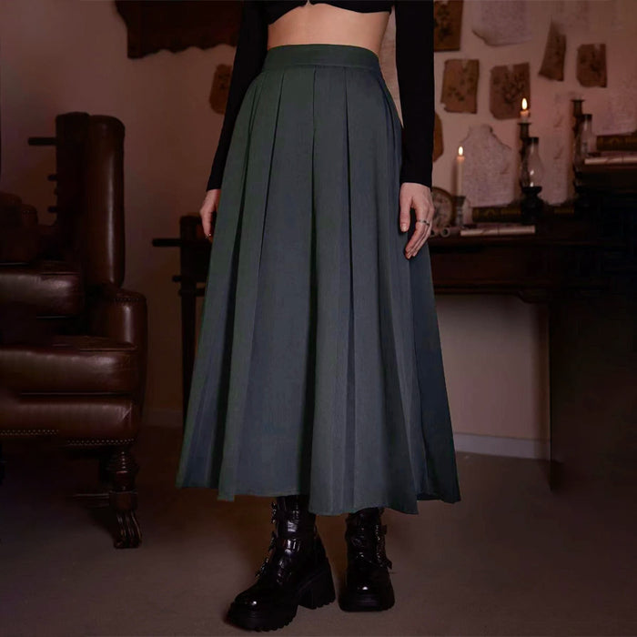 Solid Pleated Plain Skirt