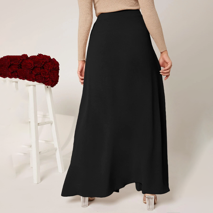 Wide Leg Belted Pants With Skirt