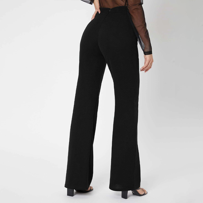 Tall Zipper Back Solid Flare Leg Pants