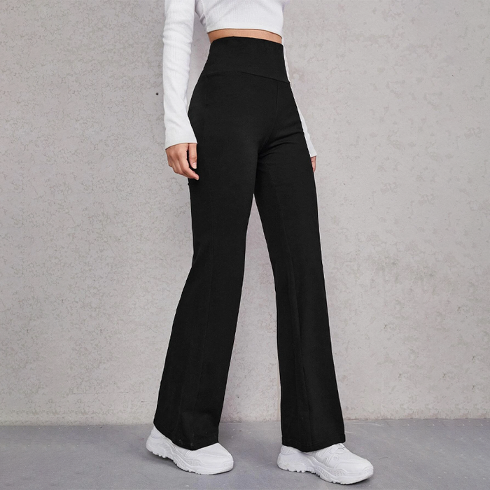 Wide Waistband Flare Leg Pants