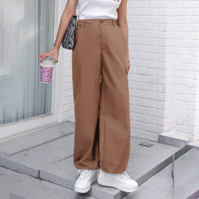 Flap Pocket Drawstring Hem Cargo Pants