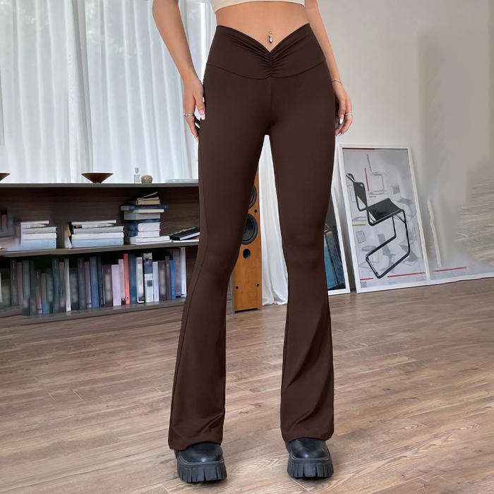 90s Low Rise Ruched Flare Leg Pants