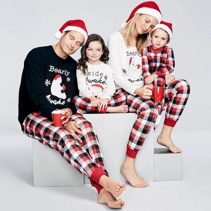 Bearly Plaid Christmas Pajamas Family