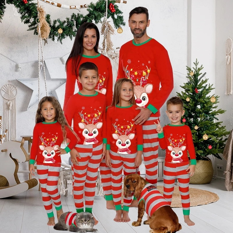 Family Deer Christmas Pajamas Set