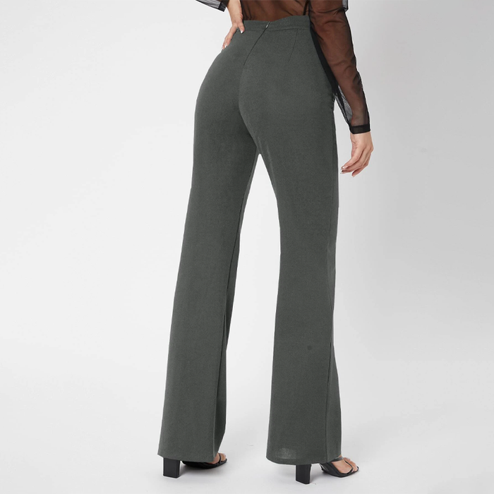 Tall Zipper Back Solid Flare Leg Pants