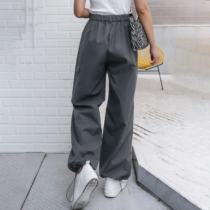 Flap Pocket Drawstring Hem Cargo Pants