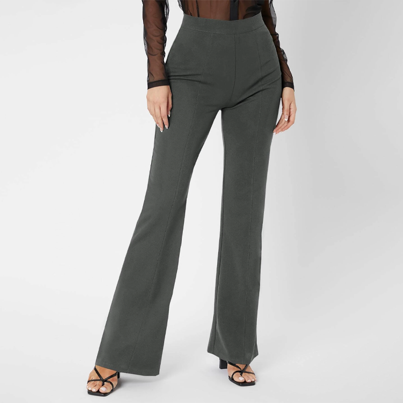 Tall Zipper Back Solid Flare Leg Pants