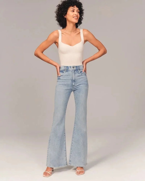 High Raised Flared Jeans With A Stretched Fit