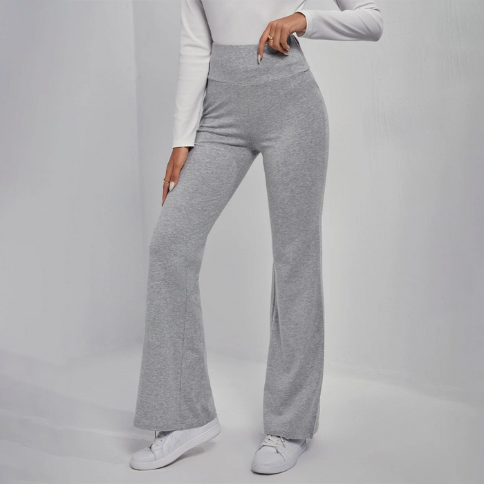 Wide Waistband Flare Leg Pants