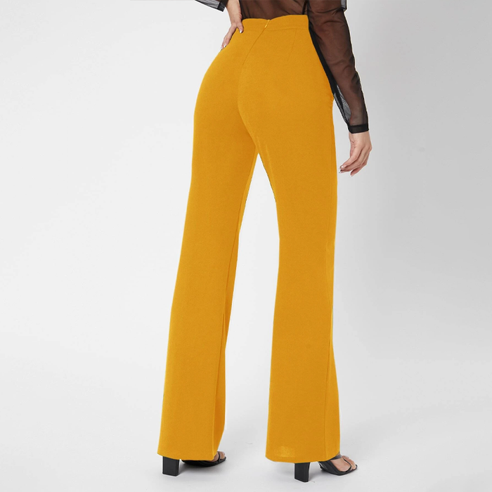 Solid Zipper Flare Leg Pants