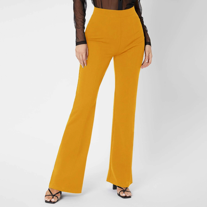 Solid Zipper Flare Leg Pants