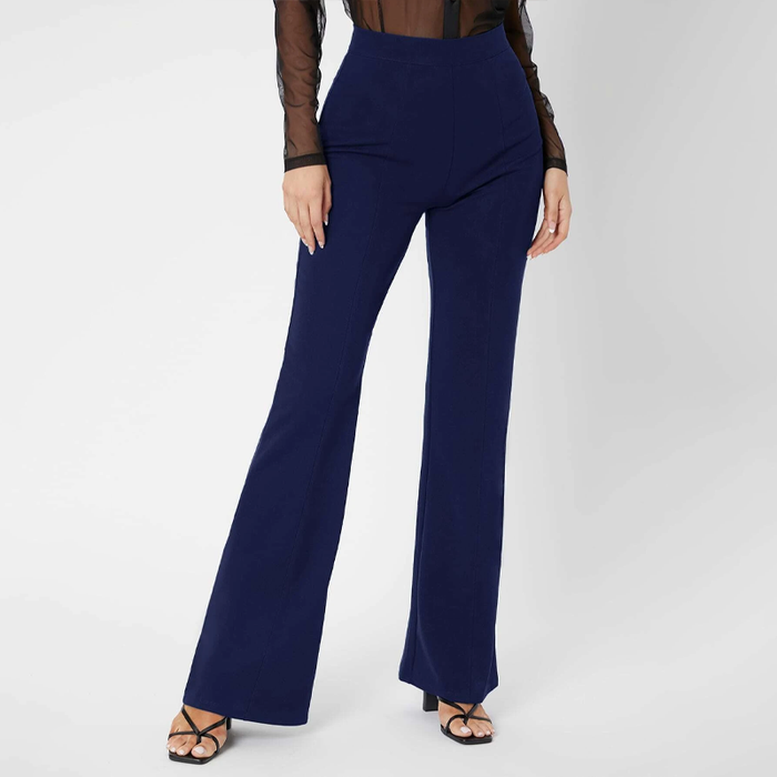 Solid Zipper Flare Leg Pants