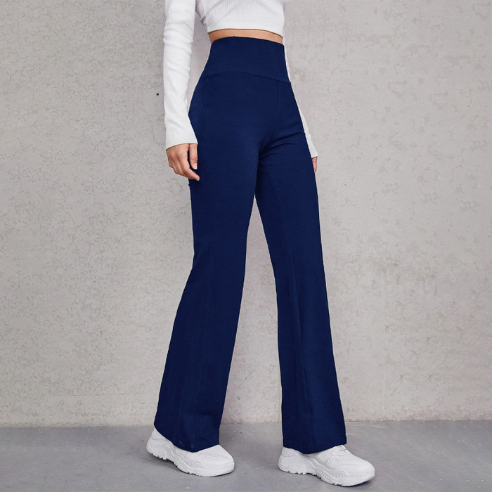 Wide Waistband Flare Leg Pants