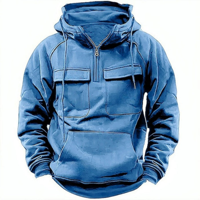 Plain Patterned Hooded Sweatshirt