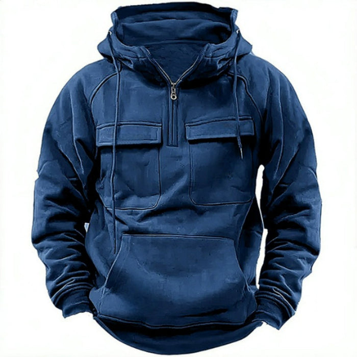 Plain Patterned Hooded Sweatshirt