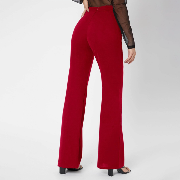 Tall Zipper Back Solid Flare Leg Pants