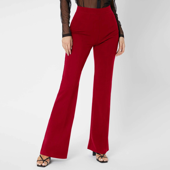 Tall Zipper Back Solid Flare Leg Pants