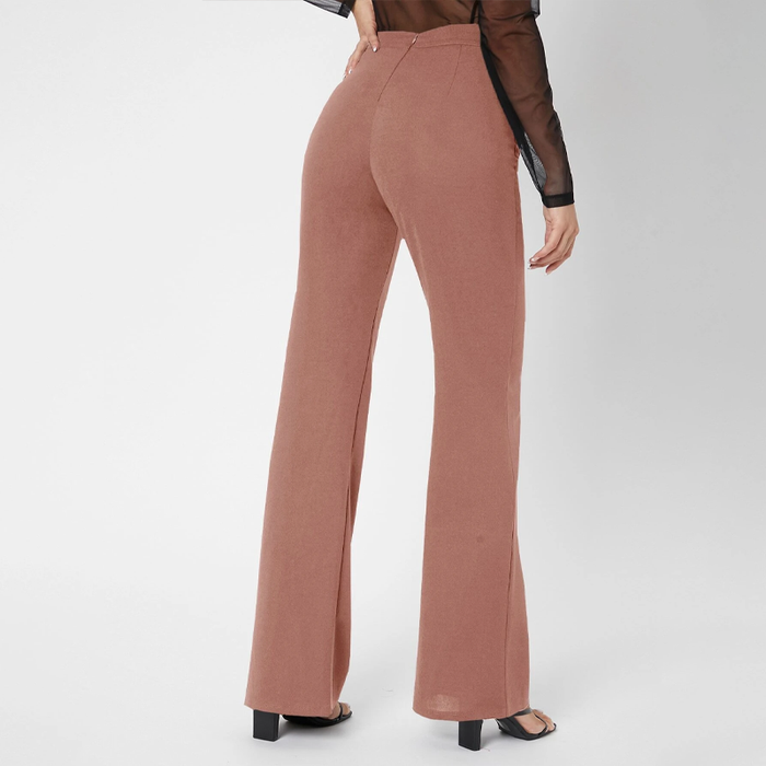 Solid Zipper Flare Leg Pants