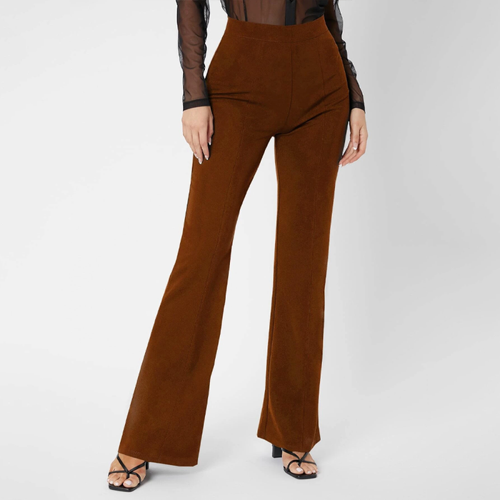 Solid Zipper Flare Leg Pants