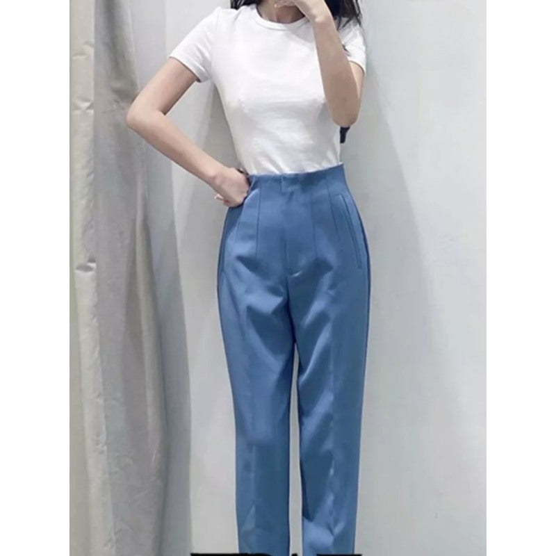 Casual Stylish Solid Color Office Wear Pants