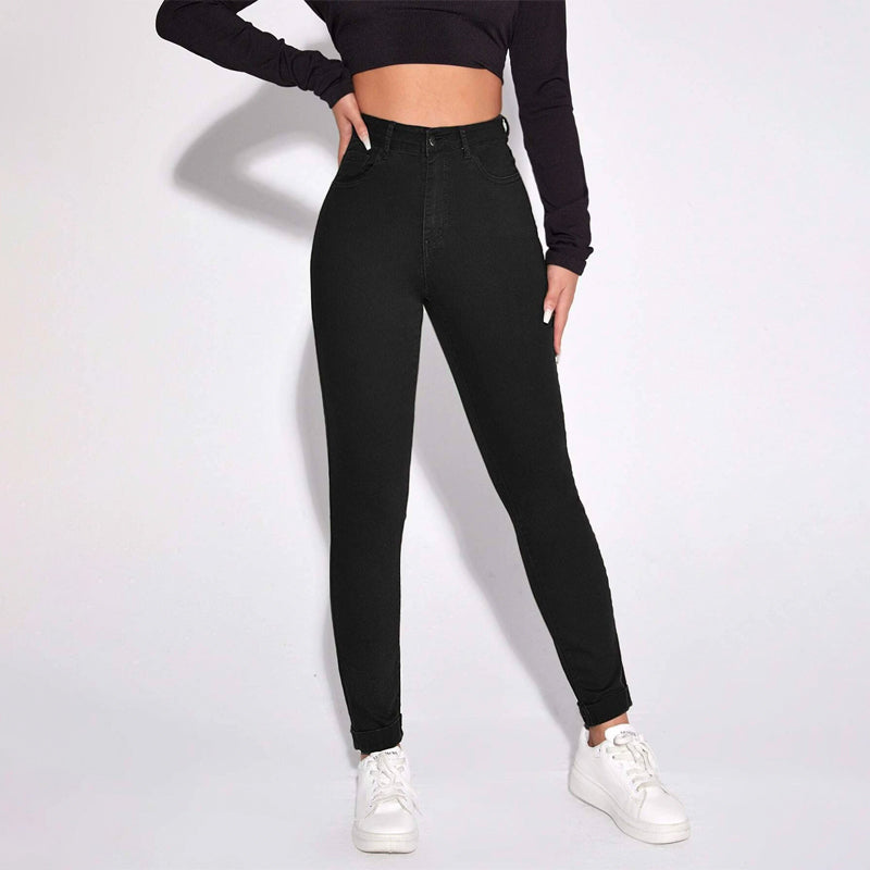 High Waist Patched Detail Skinny Jeans