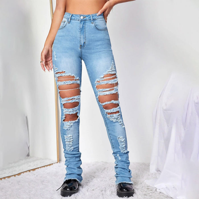 Ripped Raw Hem Jeans