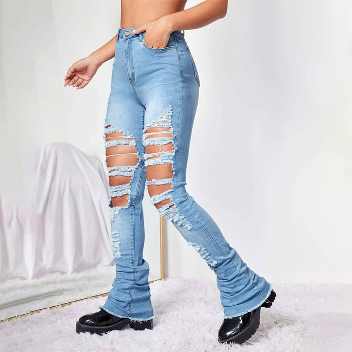 Ripped Raw Hem Jeans