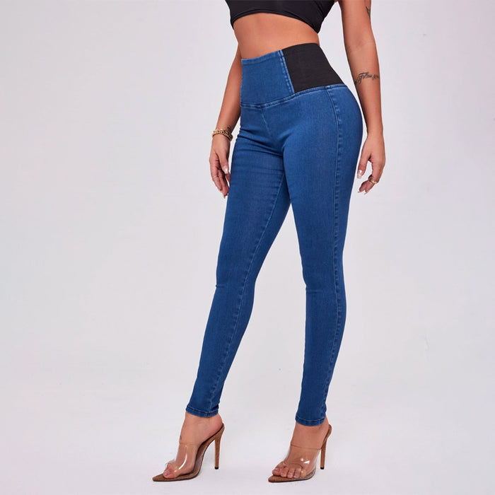 Color Block Wide Waist Jeans