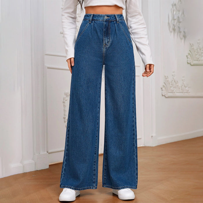 High Waist Wide Leg Side Pocket Jeans