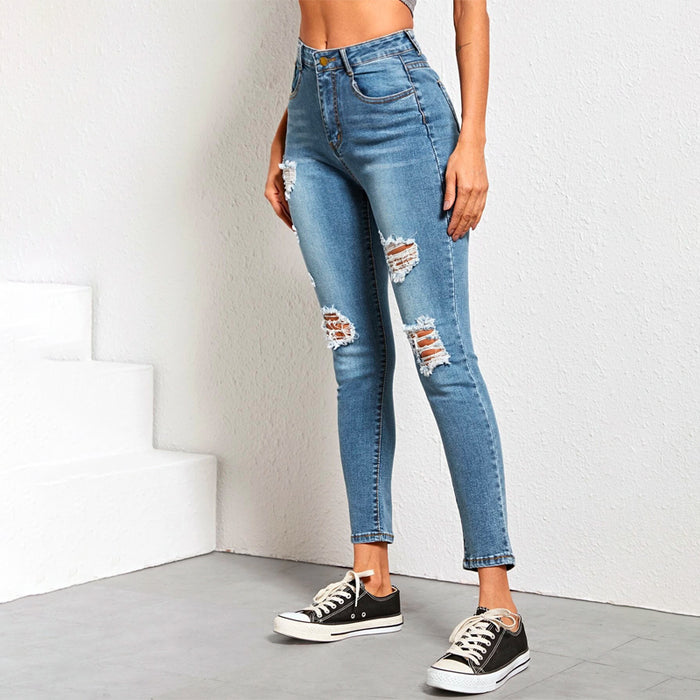 High Waist High Stretch Slant Pocket Skinny Jeans