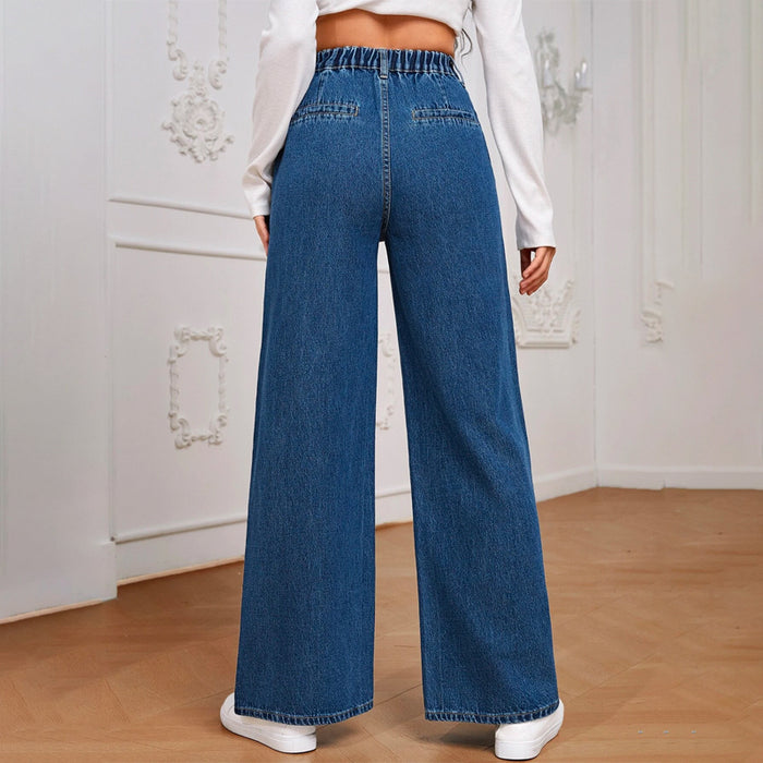 High Waist Wide Leg Side Pocket Jeans