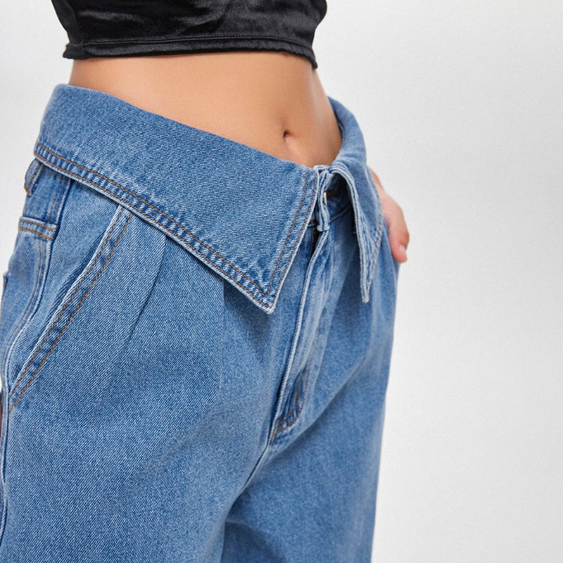 Fold Over Detail Flap Pocket Cargo Jeans