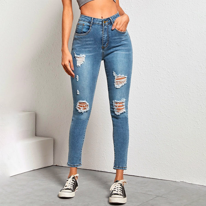 High Waist High Stretch Slant Pocket Skinny Jeans