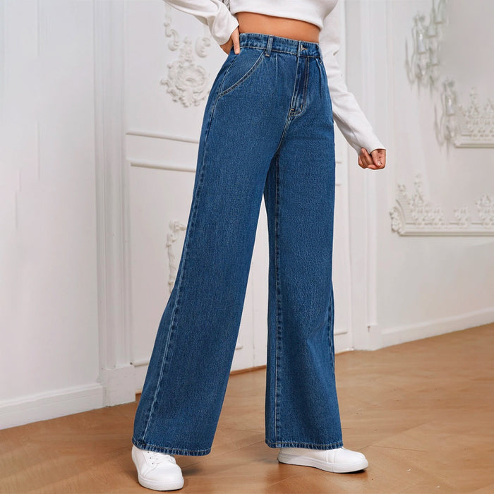 High Waist Wide Leg Side Pocket Jeans