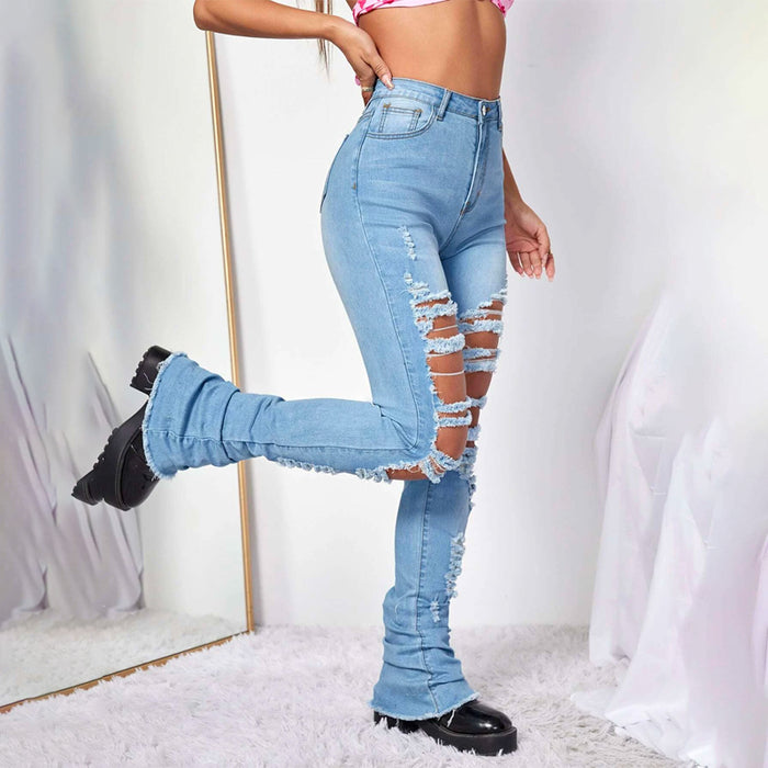 Ripped Raw Hem Jeans