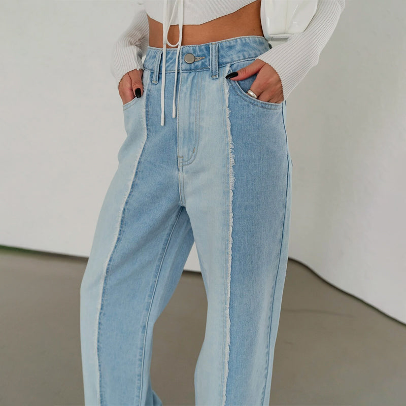 Two Tone Raw Cut Jeans