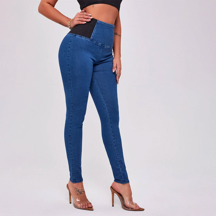 Color Block Wide Waist Jeans