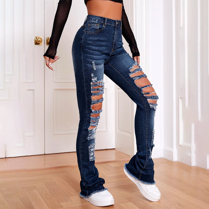 Ripped Raw Hem Jeans