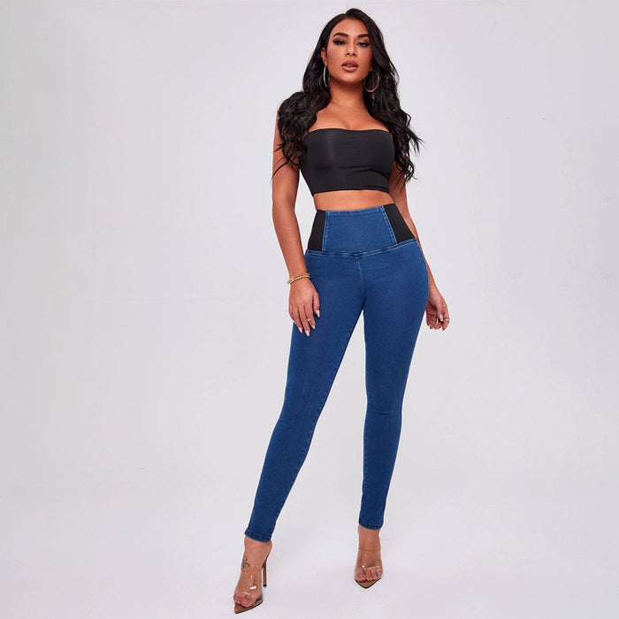 Color Block Wide Waist Jeans