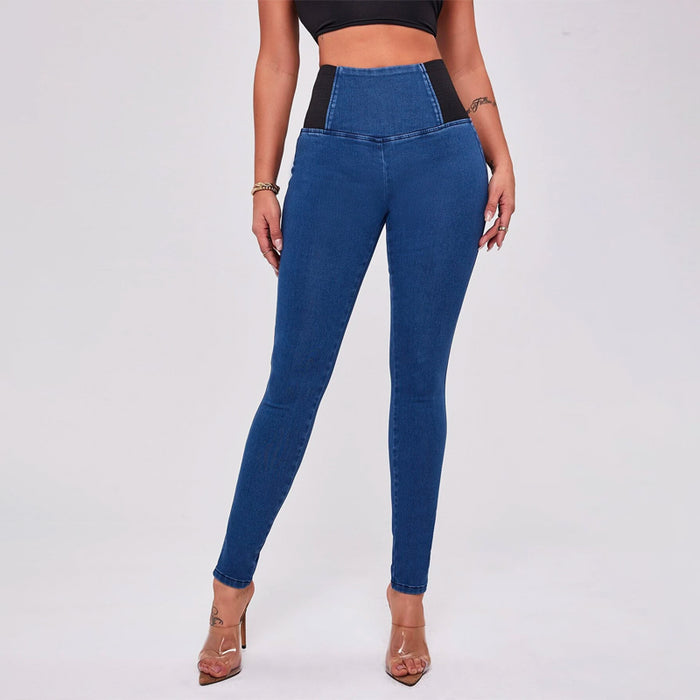 Color Block Wide Waist Jeans