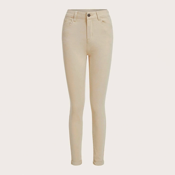 High Waist Patched Detail Skinny Jeans