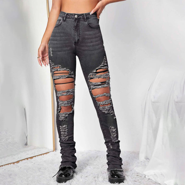 Ripped Raw Hem Jeans