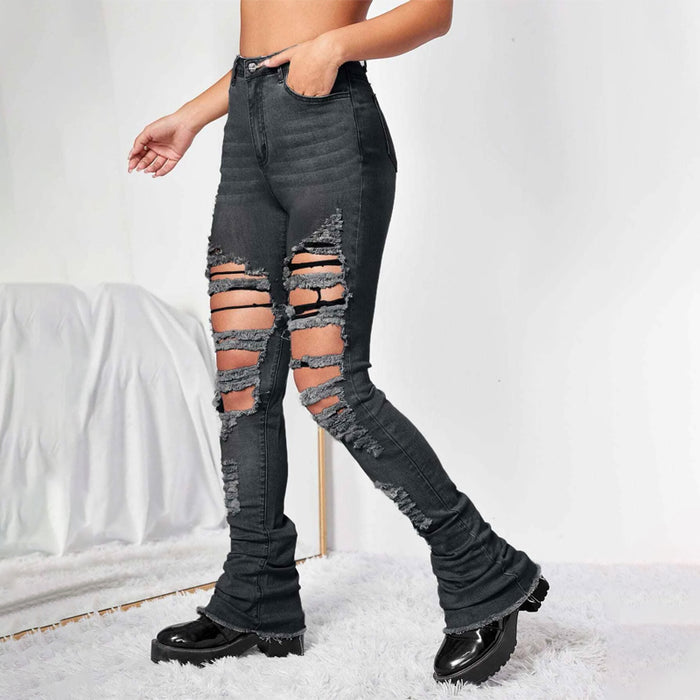 Ripped Raw Hem Jeans