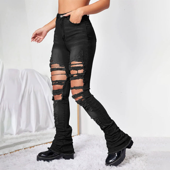 Ripped Raw Hem Jeans