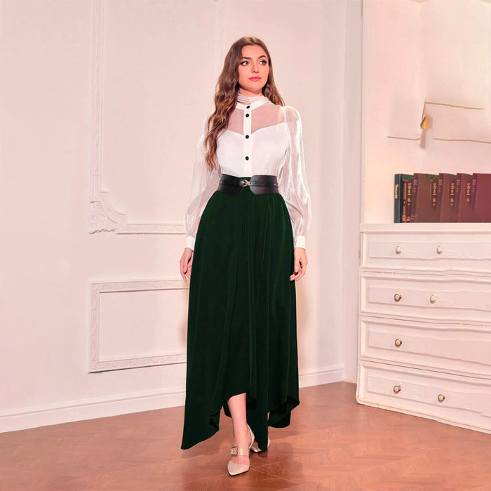 High Waist Hanky Hem Skirt Without Belt