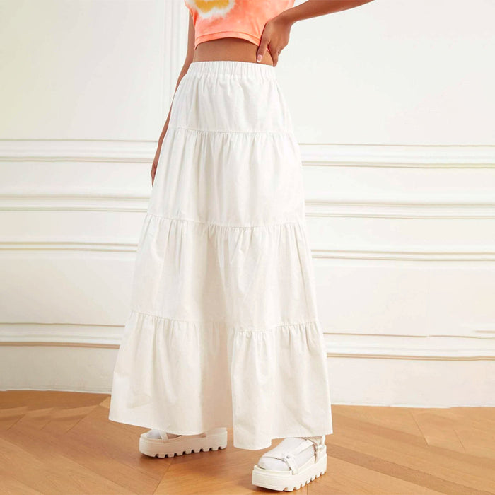 Elastic Waist Ruffle Hem Skirt