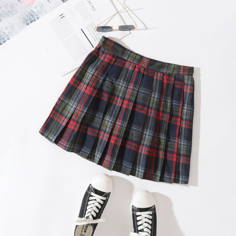 Tartan Print Pleated Skirt