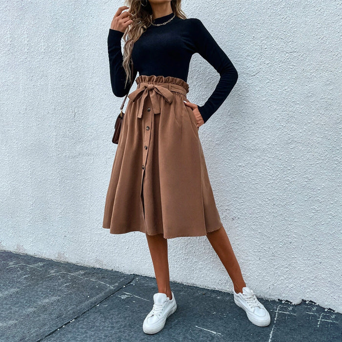 Paper Bag Waist Belted Skirt